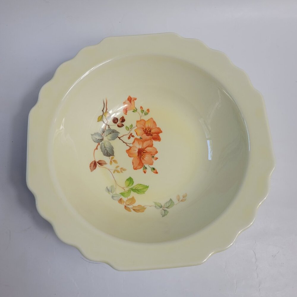 W.S. George GEO95 Serving Bowl Lido Canarytone Pale Yellow Orange Flowers